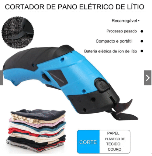 Tesoura Tecido Elétrica Recarregável Bateria interna