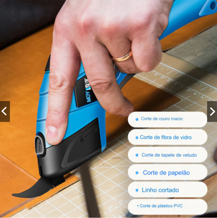 Tesoura Tecido Elétrica Recarregável Bateria interna - Imagem 5