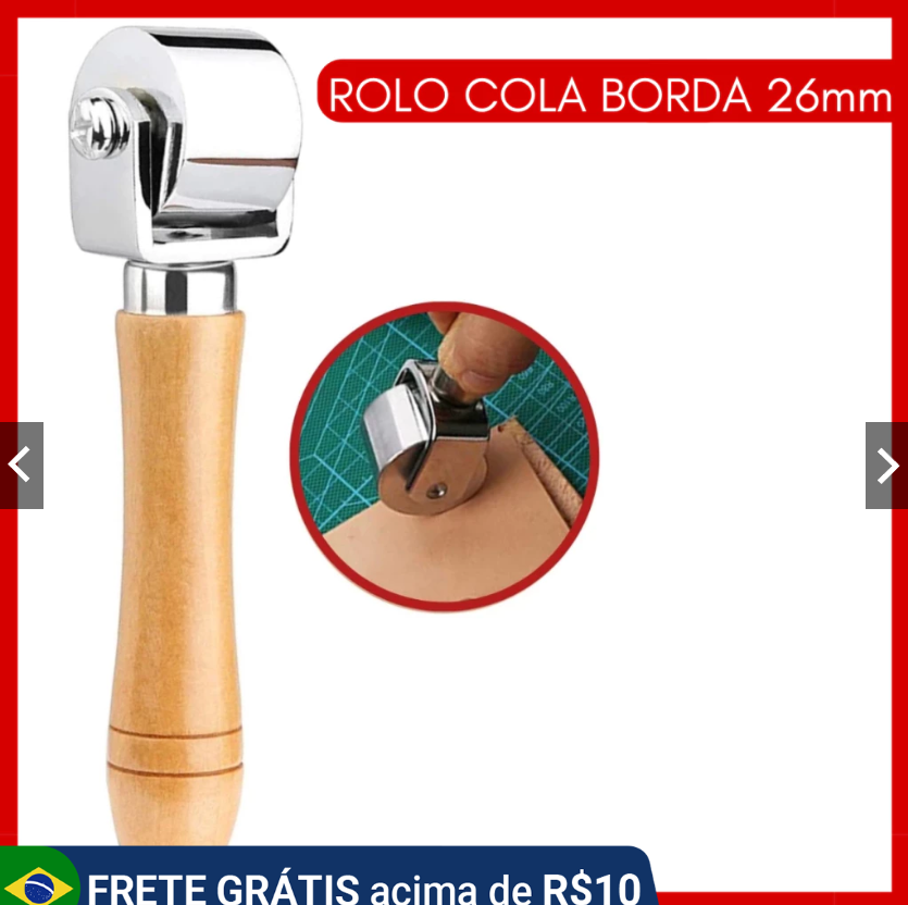 Rolo Cola Borda de Couro Compressor Metal Ferramenta 26mm - Imagem 4