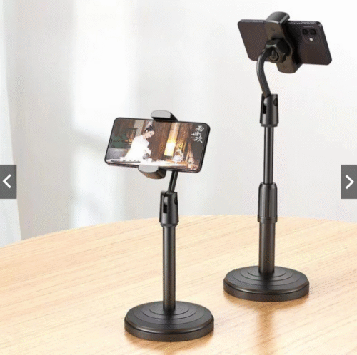 Kit Com 2 Suportes Tripé Para Celular Mini Pedestal Ajustável 360° Ideal Para Gravação De Vídeos