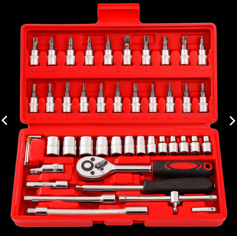 Jogo de Chaves com Catraca Reversível – 46 Peças com Maleta