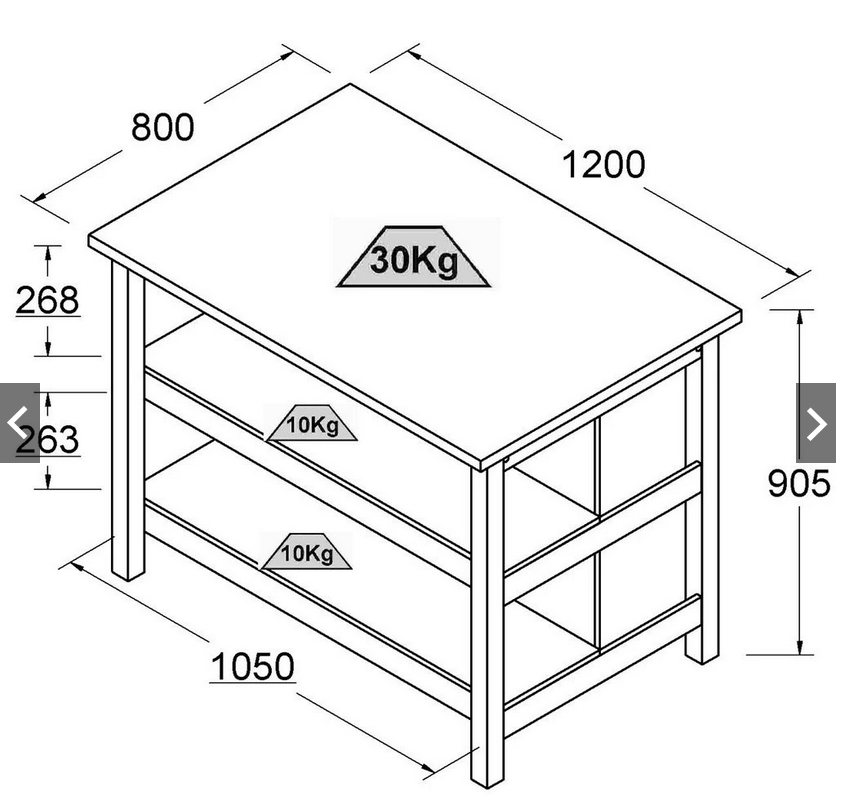 Ilha Cozinha Ditália 2 Prateleiras Preto CD-1019 - Imagem 4