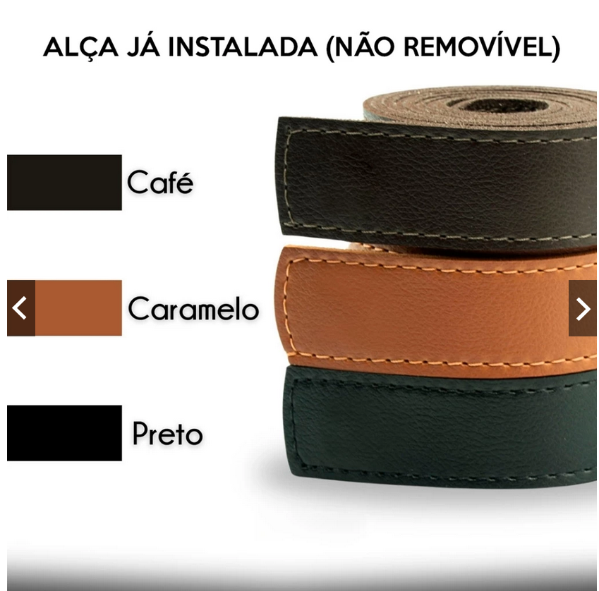 Espelho Adnet Couro Costurado Com Alça + Suporte 60cm 50cm 40cm 30cm Sala Quarto Banheiro Redondo - Imagem 4
